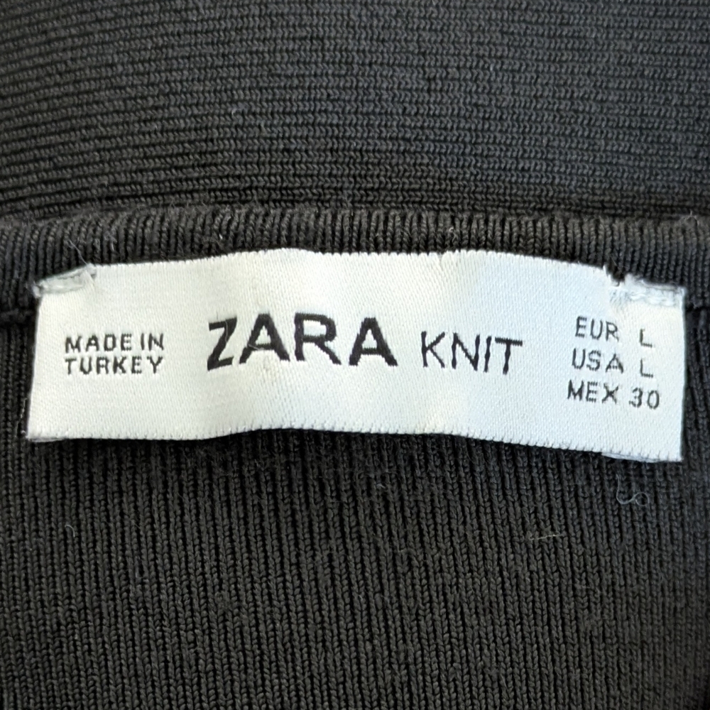 3/$30 EUC Zara Knit L Asymmetrical Black V Neck Viscose Sweater - Picture 7 of 7